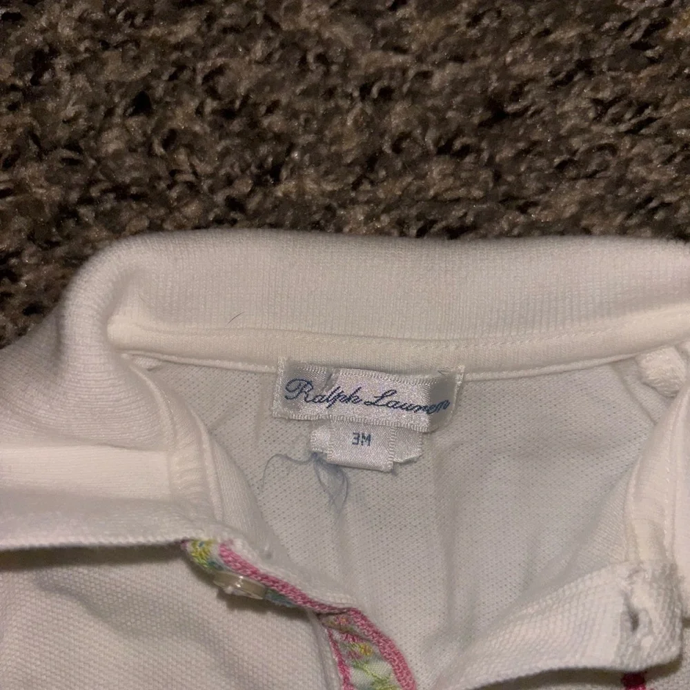 Ralph Lauren Kids Polo in White with Pink Emblem 3 Months